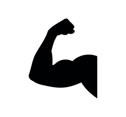 Muscle vector flat illustration design. Black silhouette of bodybuilding muscle on white background. muscle icon for apps and websites