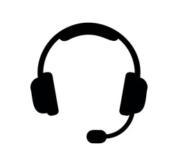 Headset vector icon. Audio headset symbol for music, communication, and technology design. Headset sign vector illustration design. Headset silhouette on white background.