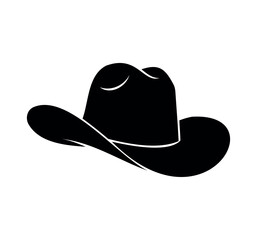 cowboy hat vector illustration design. Black silhouette of western cowboy hat on white background.