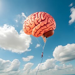 Brain Balloon Ascending in a Clear Sky