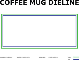 Coffee Mug Dieline Template for Printing and Packaging Design Layout