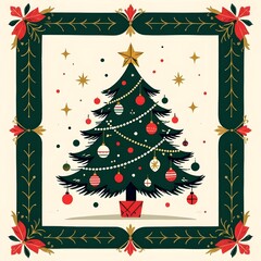 Framed Christmas tree landscape 
