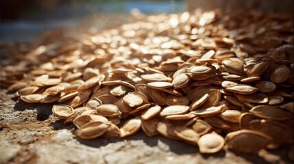 Rustic Harvest of Sun-Dried Pumpkin Seeds for Enhanced Natural Oil and Nutritional Benefits