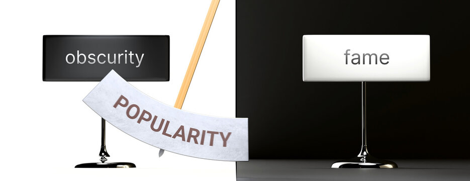 Popularity swings between obscurity and fame. Visualizing a pattern of Popularity that cycles between extremities: obscurity and fame. Repeating transition from obscurity to fame.  ,3d illustration