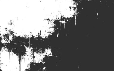 Obraz premium striking contrast with bold black brush strokes applied over a white surface, evoking a raw.Grunge Black and White Abstract Texture Background