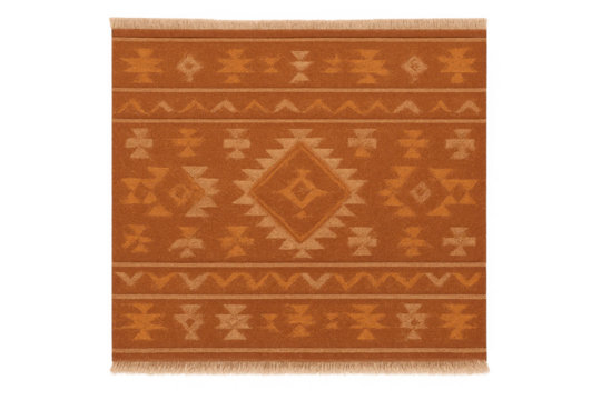 Southwestern tribal geometric kilim rug with orange pattern - Powered by Adobe