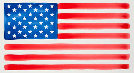 American flag watercolor isolated on white background illustration