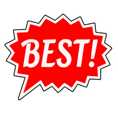 White and red Best icon frame speech bubble isolated transparent background badge bold 