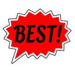 White and red Best icon frame speech bubble isolated background badge bold 
