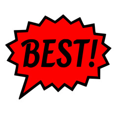 White and red Best icon frame speech bubble isolated transparent background badge bold 