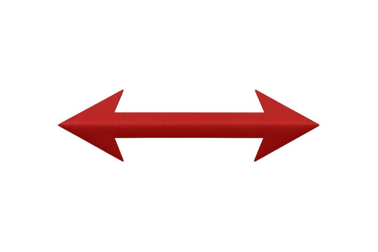 Red arrow symbol pointing left and right, representing decisions, opposing ideas, two-way communication, or a comparison gradient
