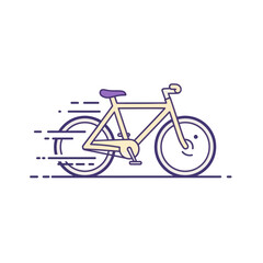 Stylized bicycle riding fast with speed lines vector illustration urban transport concept
