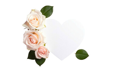 Delicate roses adorn a blank white heart against a black background, suggesting romance and affection