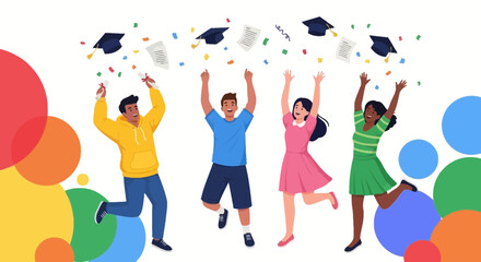 Graduation Celebration Displaying Joy and Achievement With Diverse Participants Celebrating