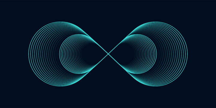 Abstract background with blue glowing lines in infinity pattern. Abstract futuristic technology concept. Vector illustration - Powered by Adobe