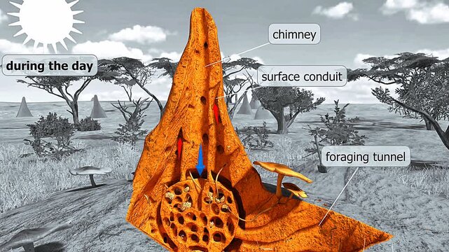 Ventillation system of termite mound