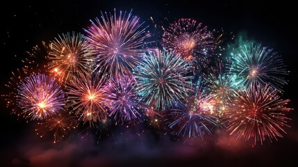 multicolor festive fireworks display in dark sky vibrant holiday celebration event concept