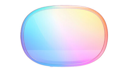 Glossy, rounded rectangle with a pastel gradient, transitioning from blues/purples on the bottom to yellows on the top