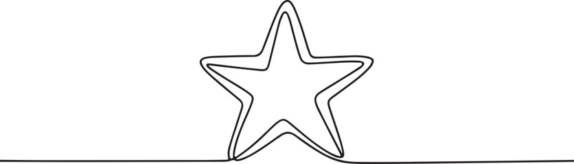 Star Continuous Single Line Art Vector Illustration on White Background
