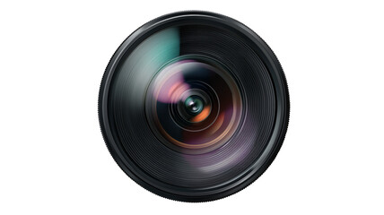 Highdefinition studio shot emphasizing intricate details of reflective photographic lens isolated on transparent background