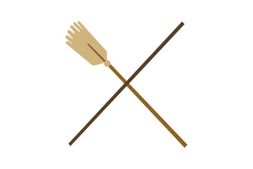 Two crossed wooden oars on a white background