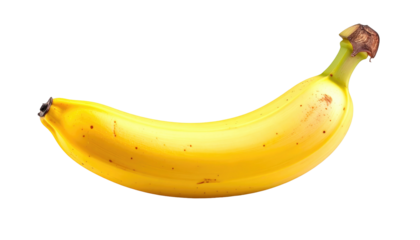 A singular ripe yellow banana curves on a black background