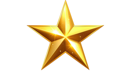 Gleaming five-pointed star in gold, radiating light with subtle shades and textures against a black backdrop