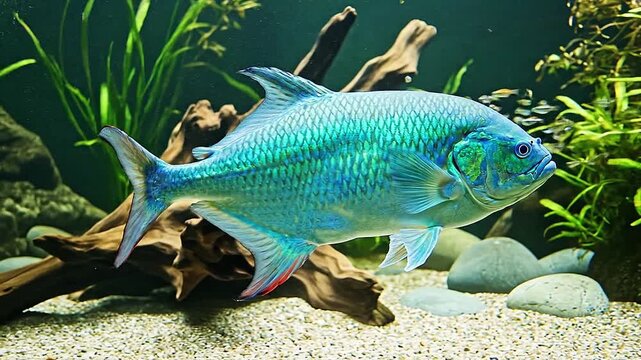 Majestic and slow-moving, a large severum navigates its spacious domain.