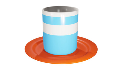 blue and white plastic cups