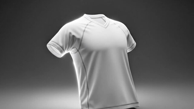 Realistic 3D render of a blank white sports jersey t-shirt for team uniform and athletic apparel design mockup