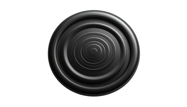 Dark concentric rings create a mesmerizing, hypnotic pattern. Texture and shadow add depth