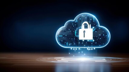 Cloud security data protection padlock network glowing cloud and digital circuit conveying secure - Powered by Adobe