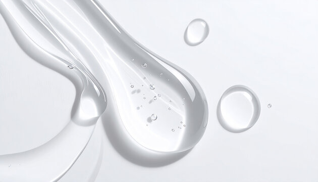 透明な美容液のテクスチャーを捉えた高精細なクローズアップ。保湿・肌バリアケアの化粧品広告向け背景素材 /
High-resolution close-up of clear serum texture, moisturizing and skin barrier care cosmetic background