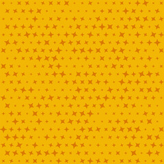Rotated Different Sized Stars Orange Halftone
