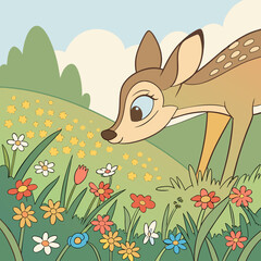 fox and flowers