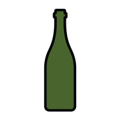 Green Glass Bottle – Beverage Container Vector Illustration