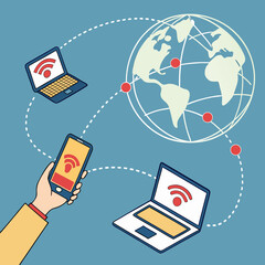 mobile phone with world map