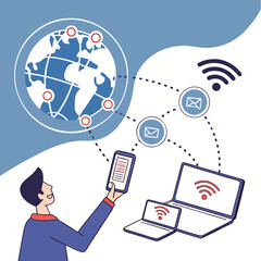 mobile phone with world map