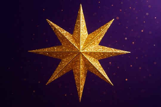 Golden star decoration against purple background - Powered by Adobe