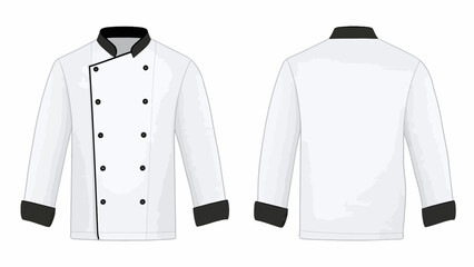 Professional Chef Coat Vector Template: White Jacket with Black Trim Mockup