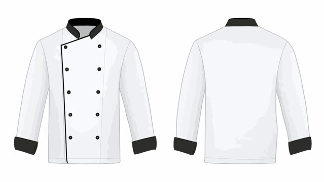 Professional Chef Coat Vector Template: White Jacket with Black Trim Mockup
