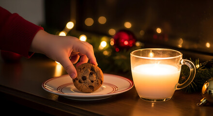 Santa christmas eve milk and cookies holiday tradition