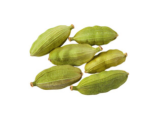 Pile of Green Cardamom Pods Grouped (Transparent Background)