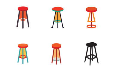 Collection of Isometric Bar Stools in Various Colors and Designs for Modern Interior Decorating and Seating Arrangements