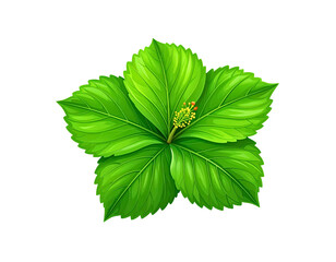Isolated Green Hibiscus Flower Symbol (Transparent Background)