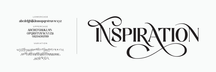 Elegant Font Uppercase Lowercase And Number. Classic Lettering Minimal Fashion Designs. Typography modern serif fonts regular decorative vintage concept. vector illustration	
