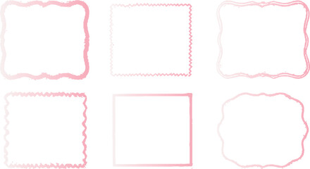 Wobbly rectangle borders with scallop design in y2k decorative frame style. Vintage inspired wavy frame set with playful curvy and squiggly shapes. 