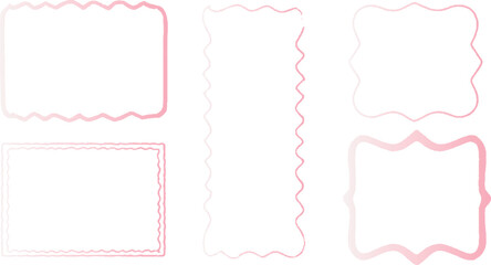 Wobbly rectangle borders with scallop design in y2k decorative frame style. Vintage inspired wavy frame set with playful curvy and squiggly shapes. 