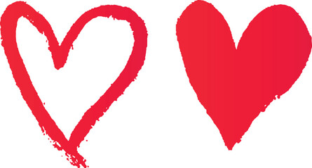 Grunge style vector word love with hand drawn heart illustration. Artistic love lettering with brush stroke heart design for valentines day. 