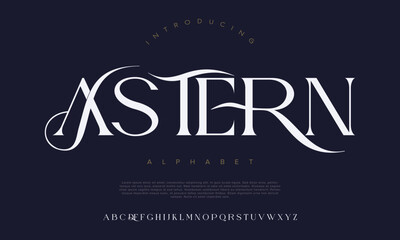 Astern elegant Font Uppercase Lowercase and Number. Classic Lettering Minimal Fashion Designs. Typography modern serif fonts regular decorative vintage concept. vector illustration	
